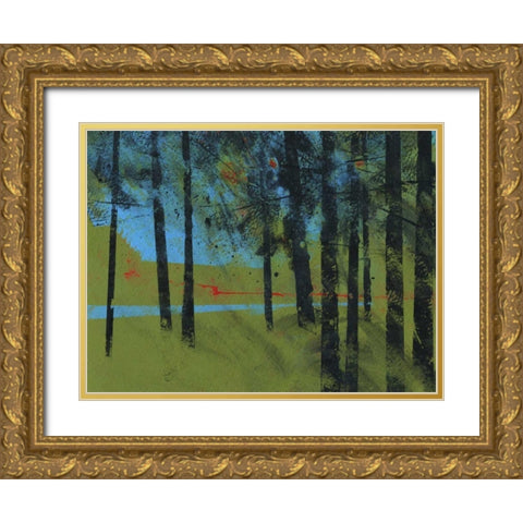Forest Brook Gold Ornate Wood Framed Art Print with Double Matting by Bailey, Paul
