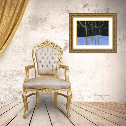Four Trees and the Moon II Gold Ornate Wood Framed Art Print with Double Matting by Bailey, Paul