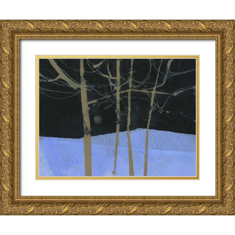 Four Trees and the Moon II Gold Ornate Wood Framed Art Print with Double Matting by Bailey, Paul