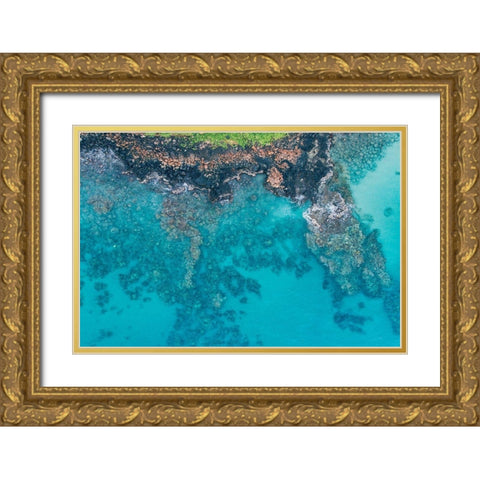 Custom Hawaii View IV Gold Ornate Wood Framed Art Print with Double Matting by Mead, Adam