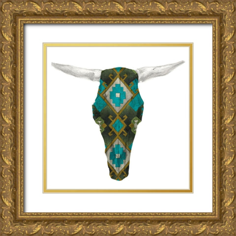 Day of the Dead Skull Mount II Gold Ornate Wood Framed Art Print with Double Matting by Studio W