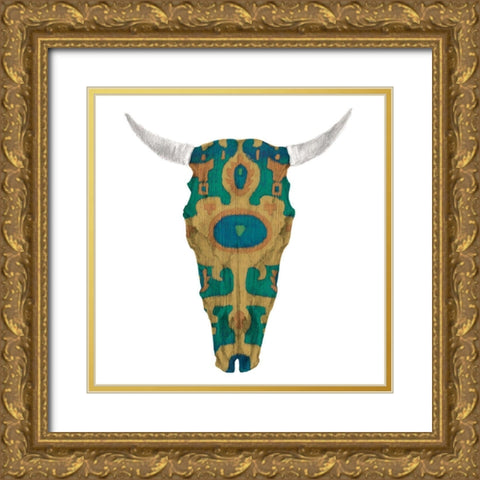 Day of the Dead Skull Mount V Gold Ornate Wood Framed Art Print with Double Matting by Studio W