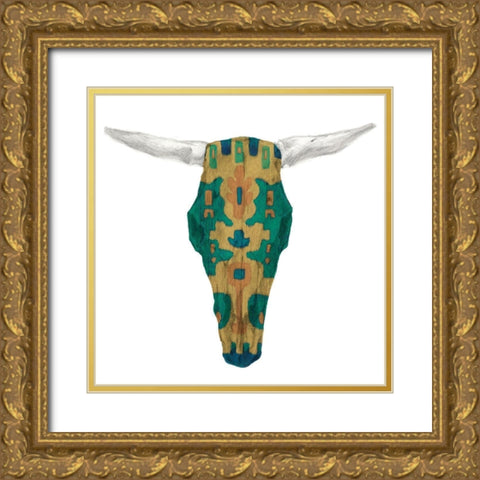 Day of the Dead Skull Mount VI Gold Ornate Wood Framed Art Print with Double Matting by Studio W