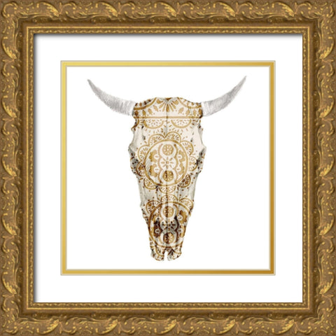Day of the Dead Skull Mount VII Gold Ornate Wood Framed Art Print with Double Matting by Studio W