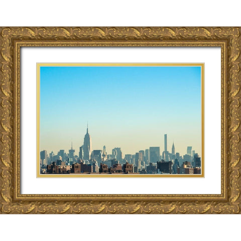 NYC Silhouettes I Gold Ornate Wood Framed Art Print with Double Matting by Quintero, Sonja