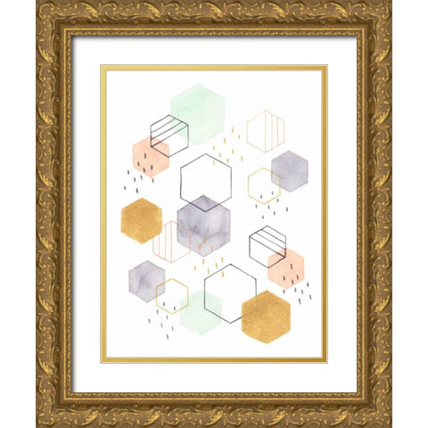Hex Scatter I Gold Ornate Wood Framed Art Print with Double Matting by McClure, Gabrielle