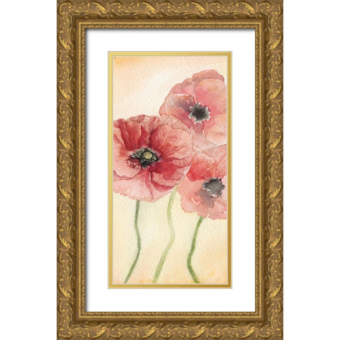 Poppy Composition I Gold Ornate Wood Framed Art Print with Double Matting by Chabot, Natasha