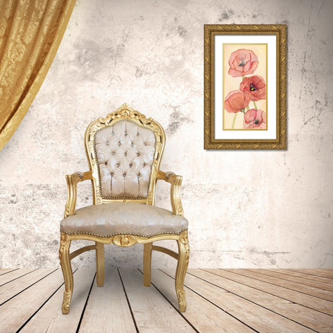 Poppy Composition II Gold Ornate Wood Framed Art Print with Double Matting by Chabot, Natasha