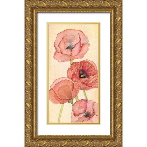 Poppy Composition II Gold Ornate Wood Framed Art Print with Double Matting by Chabot, Natasha