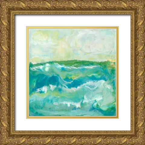 Turquoise Sea I Gold Ornate Wood Framed Art Print with Double Matting by Holland, J.