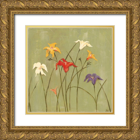 Jeweled Lilies I Gold Ornate Wood Framed Art Print with Double Matting by Reynolds, Jade