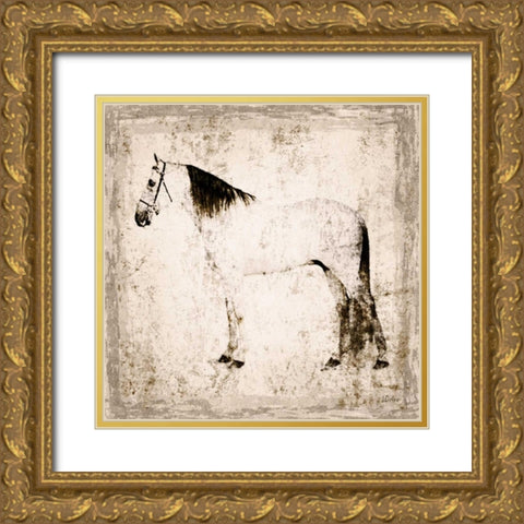 White Horse II Gold Ornate Wood Framed Art Print with Double Matting by Orlov, Irena