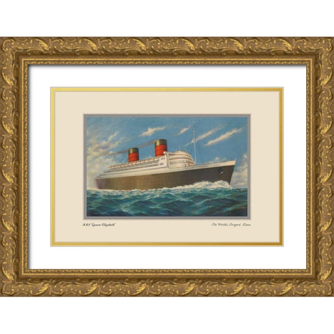 Vintage Cruise II Gold Ornate Wood Framed Art Print with Double Matting by Unknown