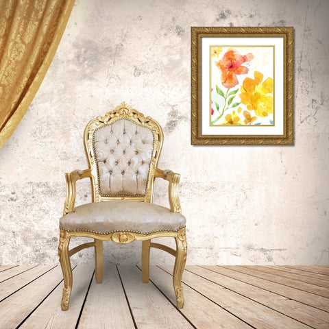 Blossoms in the Sun I Gold Ornate Wood Framed Art Print with Double Matting by Naskrent, Delores