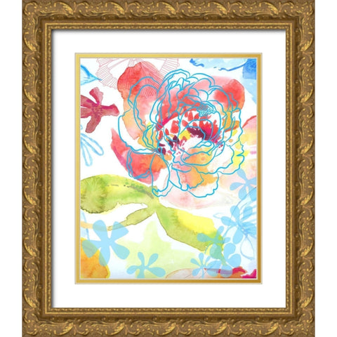 Blossoms in the Sun II Gold Ornate Wood Framed Art Print with Double Matting by Naskrent, Delores