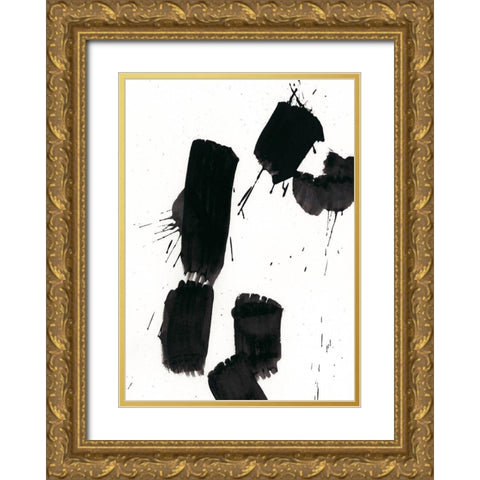 Custom Monochrome Gestures VI Gold Ornate Wood Framed Art Print with Double Matting by Vess, June Erica