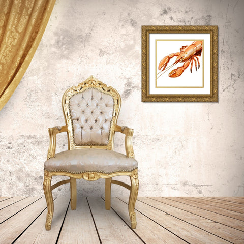 Illustrated Lobster I Gold Ornate Wood Framed Art Print with Double Matting by Novak, Rick