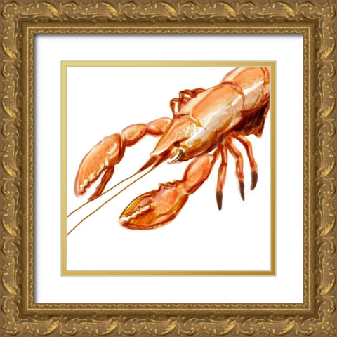 Illustrated Lobster I Gold Ornate Wood Framed Art Print with Double Matting by Novak, Rick