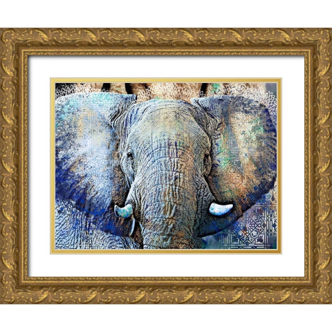 Purple Elephant Gold Ornate Wood Framed Art Print with Double Matting by Surma and Guillen