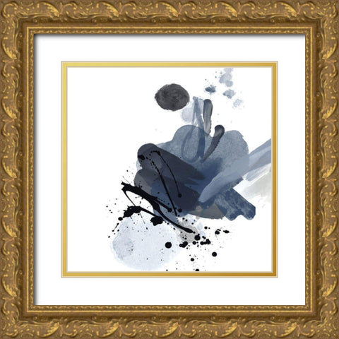 Blue and Black Splash I Gold Ornate Wood Framed Art Print with Double Matting by Orlov, Irena