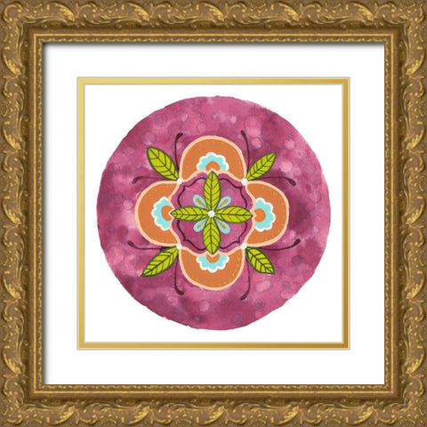 Maroon Mandala II Gold Ornate Wood Framed Art Print with Double Matting by Ewer, Rebekah