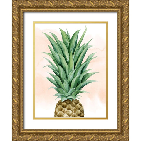 Pineapple on Coral II Gold Ornate Wood Framed Art Print with Double Matting by Popp, Grace
