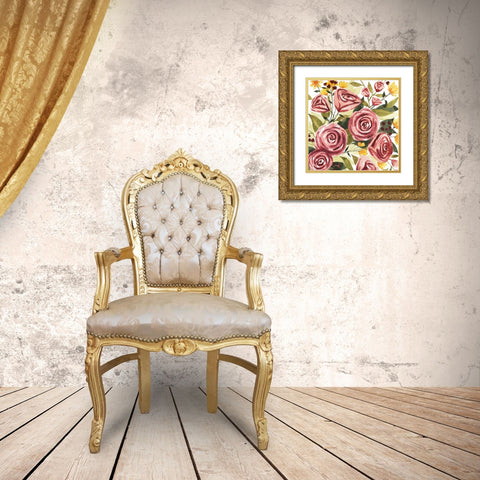 Rouge Bouquet II Gold Ornate Wood Framed Art Print with Double Matting by Popp, Grace