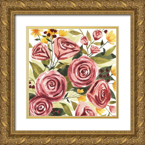 Rouge Bouquet II Gold Ornate Wood Framed Art Print with Double Matting by Popp, Grace