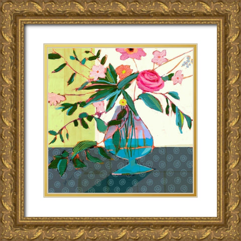 Fanciful Flowers II Gold Ornate Wood Framed Art Print with Double Matting by Borges, Victoria