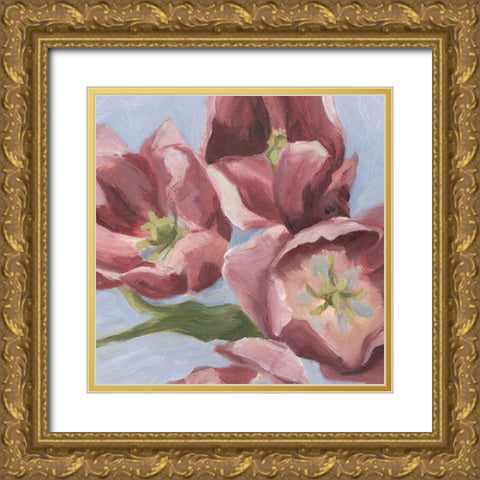 Mauve Tulips II Gold Ornate Wood Framed Art Print with Double Matting by Scarvey, Emma