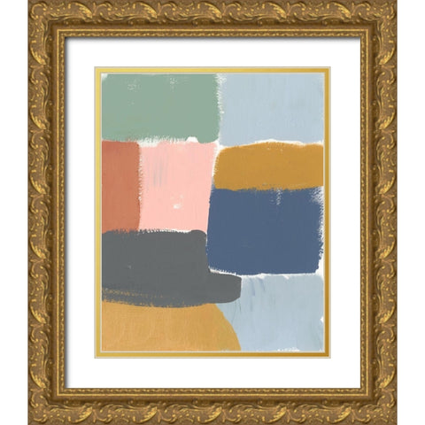 Muted Color Block I Gold Ornate Wood Framed Art Print with Double Matting by Goldberger, Jennifer