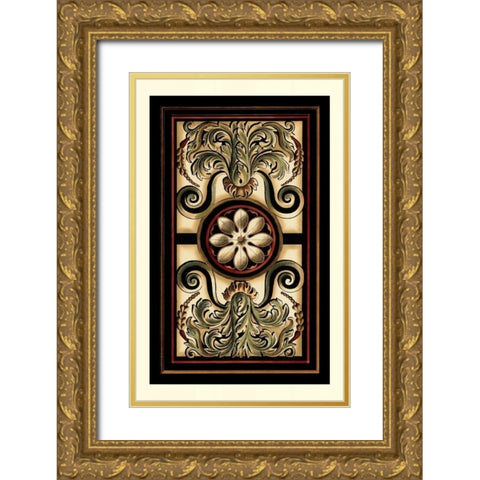 Panel Motifs I Gold Ornate Wood Framed Art Print with Double Matting by Vision Studio