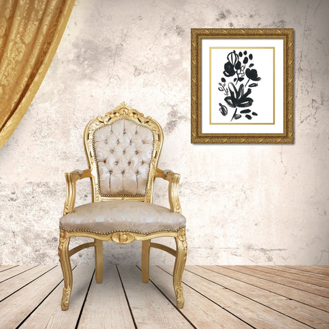 Cameo Bloom V Gold Ornate Wood Framed Art Print with Double Matting by Vess, June Erica