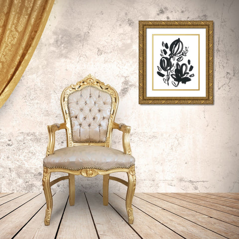 Cameo Bloom VI Gold Ornate Wood Framed Art Print with Double Matting by Vess, June Erica