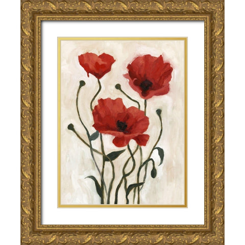 Poppy Bouquet I Gold Ornate Wood Framed Art Print with Double Matting by Scarvey, Emma