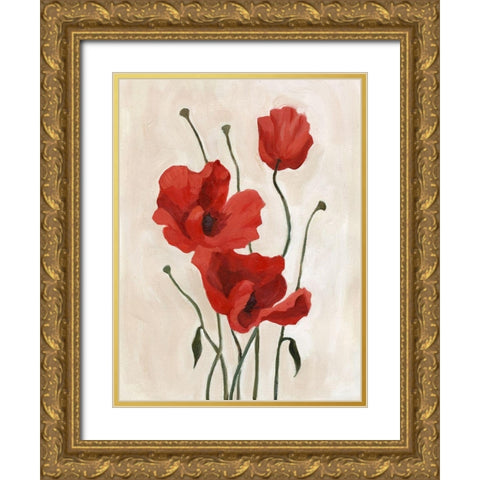 Poppy Bouquet II Gold Ornate Wood Framed Art Print with Double Matting by Scarvey, Emma