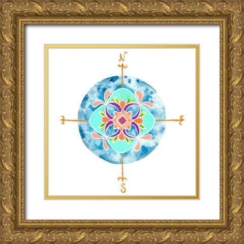 Blue Mandala II Gold Ornate Wood Framed Art Print with Double Matting by Ewer, Rebekah