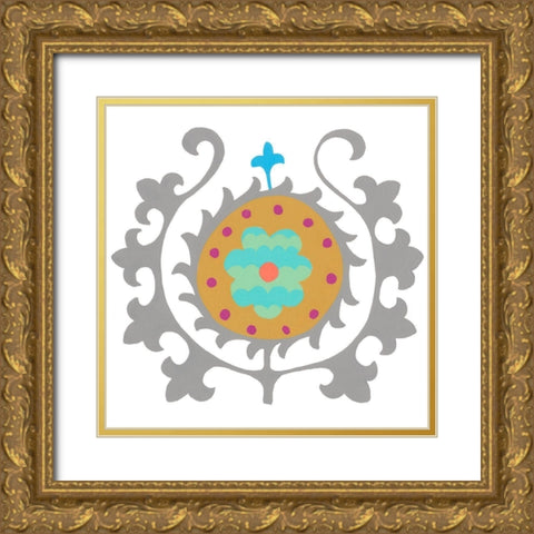 Suzani Flower III Gold Ornate Wood Framed Art Print with Double Matting by Zarris, Chariklia