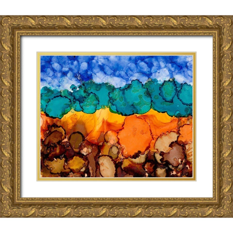 Autumn Terrain II Gold Ornate Wood Framed Art Print with Double Matting by Moore, Regina