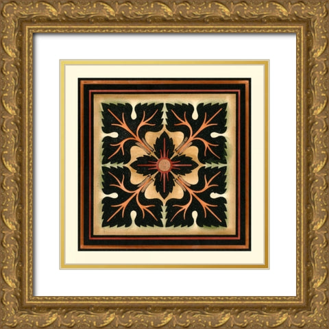 Crackled Square Wood Block III Gold Ornate Wood Framed Art Print with Double Matting by Vision Studio