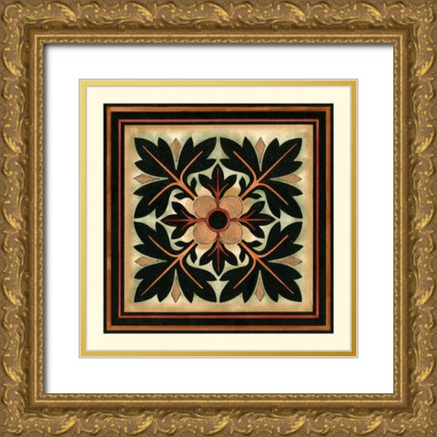 Crackled Square Wood Block IV Gold Ornate Wood Framed Art Print with Double Matting by Vision Studio