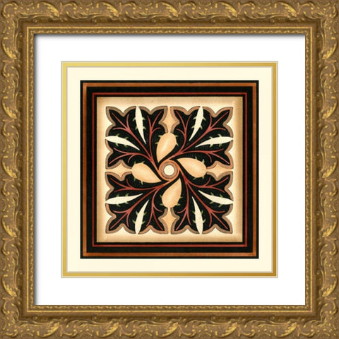 Crackled Square Wood Block V Gold Ornate Wood Framed Art Print with Double Matting by Vision Studio