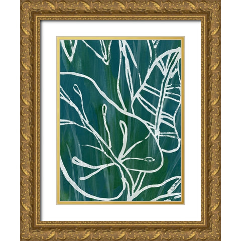 Jungle Batik I Gold Ornate Wood Framed Art Print with Double Matting by Vess, June Erica