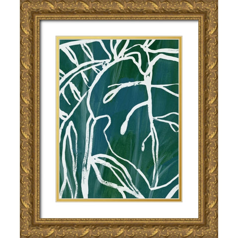 Jungle Batik II Gold Ornate Wood Framed Art Print with Double Matting by Vess, June Erica