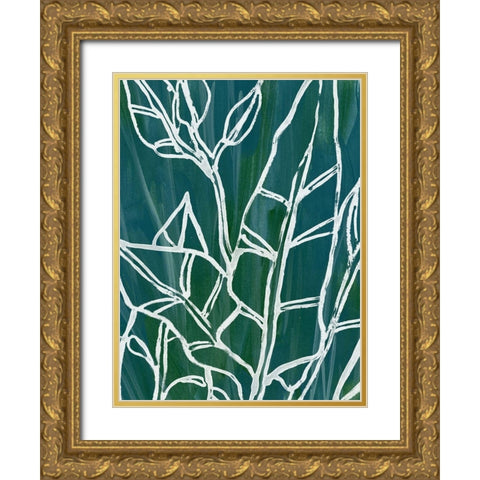 Jungle Batik III Gold Ornate Wood Framed Art Print with Double Matting by Vess, June Erica