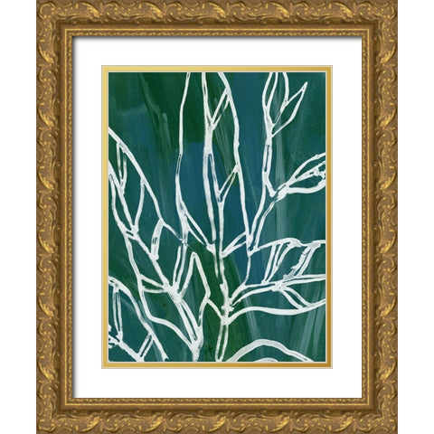 Jungle Batik IV Gold Ornate Wood Framed Art Print with Double Matting by Vess, June Erica