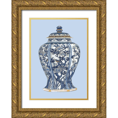 Custom Blue - White Porcelain Vase I Gold Ornate Wood Framed Art Print with Double Matting by Vision Studio