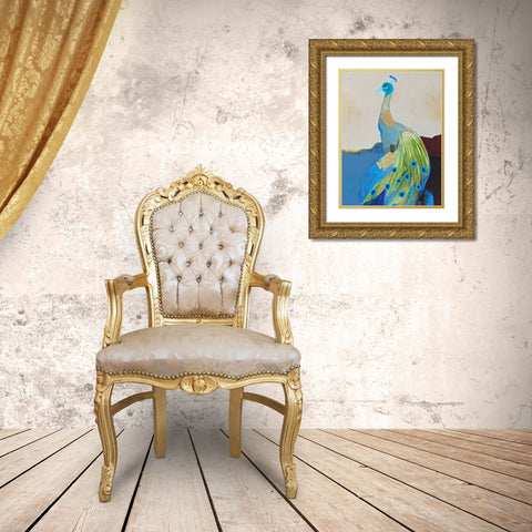 Peacock Transition II Gold Ornate Wood Framed Art Print with Double Matting by Foregard, Larry