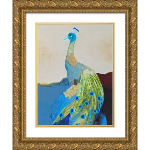 Peacock Transition II Gold Ornate Wood Framed Art Print with Double Matting by Foregard, Larry