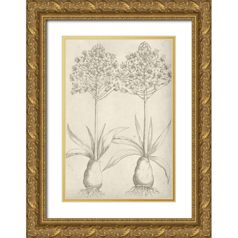 Fresco Floral I Gold Ornate Wood Framed Art Print with Double Matting by Vision Studio